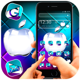 Neon purple and blue apple theme أيقونة