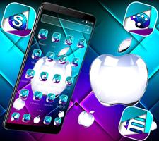 Neon purple and blue apple theme постер