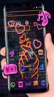 Neon finger love theme الملصق