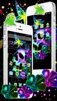 Neon flowers skull theme screenshot 1
