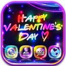 Purple Neon Happy Valentines Day Theme APK