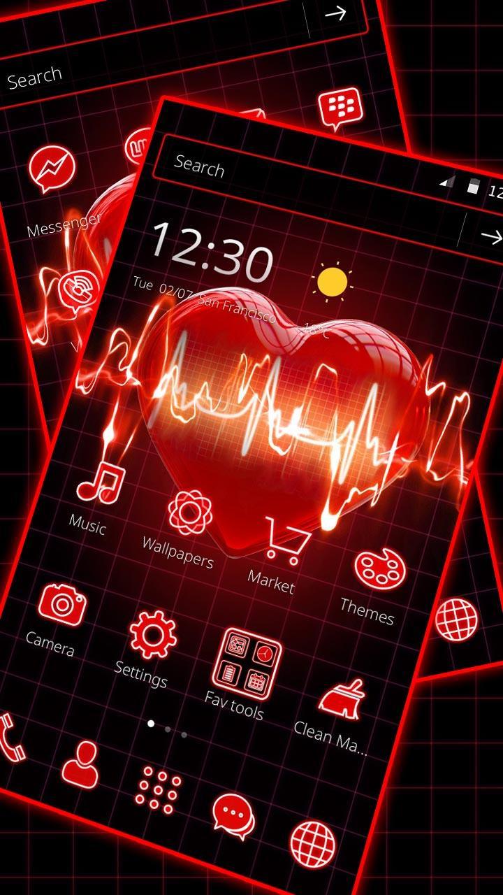 Neon Red Love Theme For Android Apk Download - roblox icon neon red