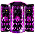 Neon Violet Black Flower Theme иконка