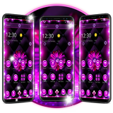 Neon Violet Black Flower Theme ikona