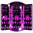 Neon Violet Black Flower Theme ikon