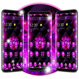 Neon Violet Black Flower Theme icon