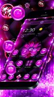 Neon Violet Black Flower Theme скриншот 2