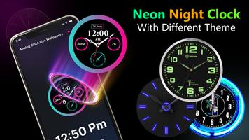 Analog clock: Neon Night Clock screenshot 3