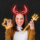 Neon Horns Devils Face Makeup  आइकन