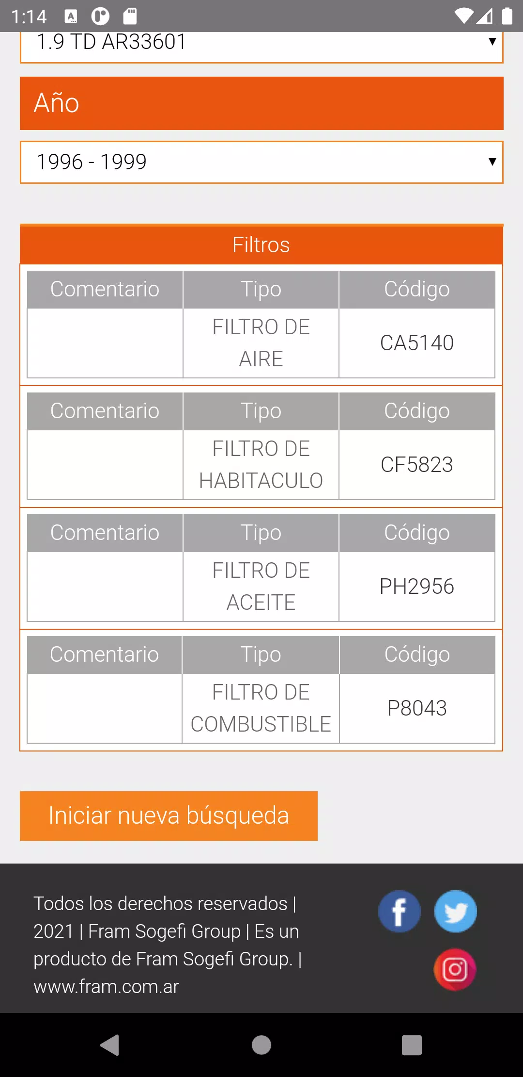 Catálogo de Filtros FRAM APK for Android Download