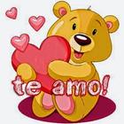 Teddy bears with love phrases icon