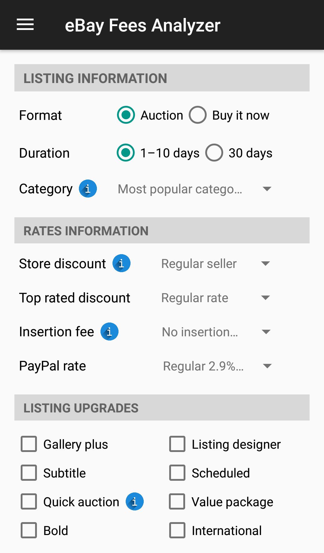 Fees Analyzer for eBay sellers APK für Android herunterladen