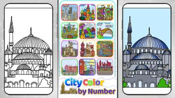 Cities Color by Number Book Poster