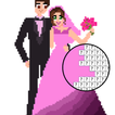 Bride & Groom Pixel Art Colory