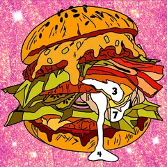 Food Glitter Color by Number Icon