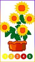 Flowers Pixel Art Coloring Affiche