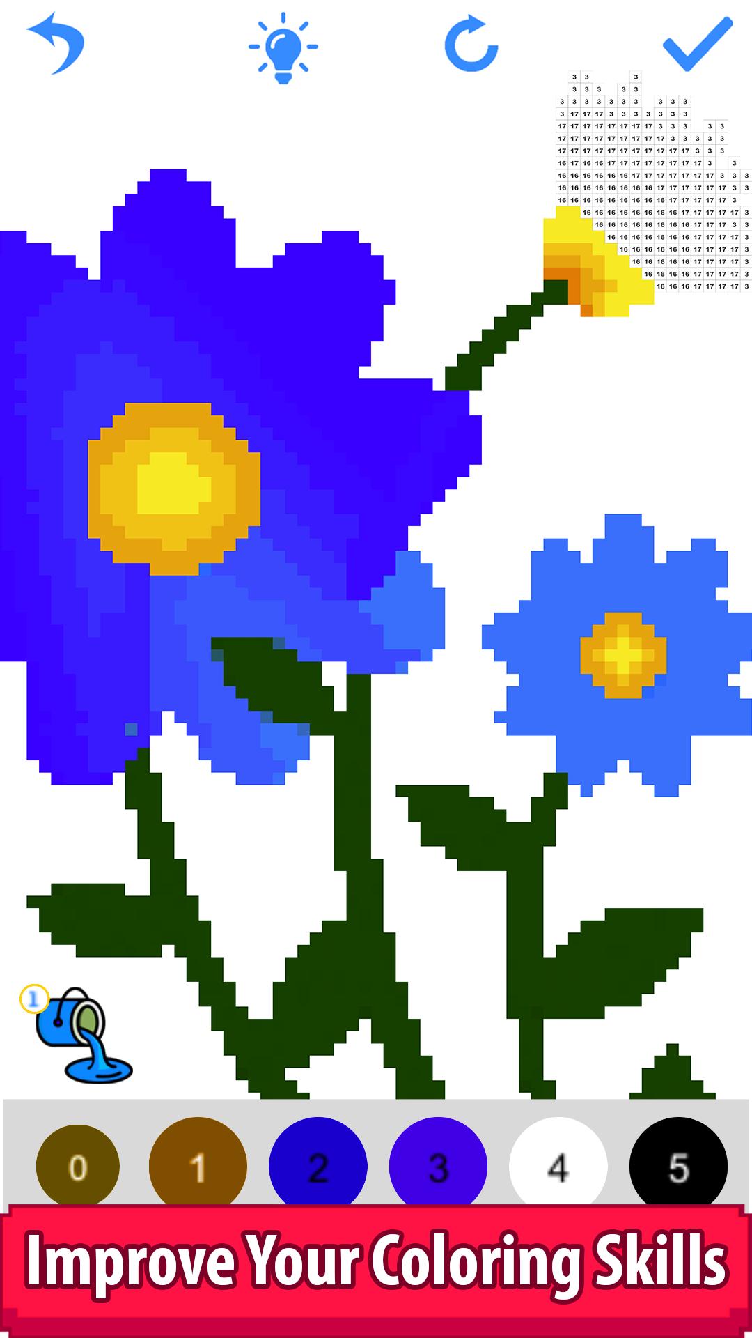 Flowers Color by Number:Pixel Art,Sandbox Coloring for ...