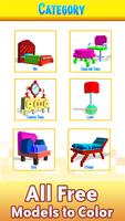 Furniture 3D Color by Number Affiche