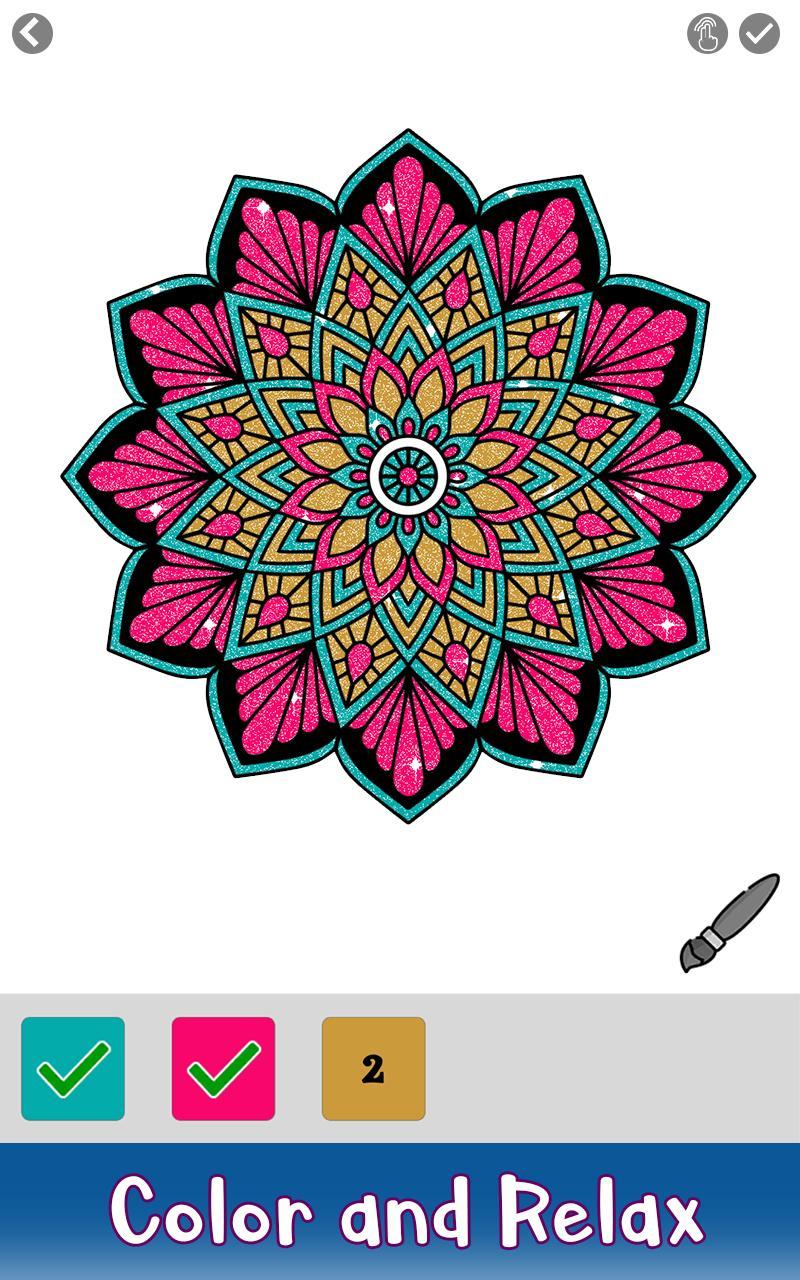 Mandala Glitter Color by Number Paint by Numbers for