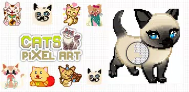 Cats Pixel Art Coloring Book