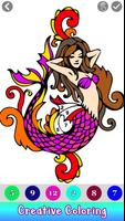 Mermaid Color by Number: Adult Coloring Book Pages تصوير الشاشة 1
