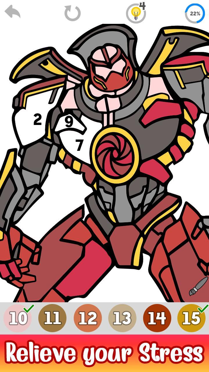 Robots Color By Number Glitter Crayon Painting For Android