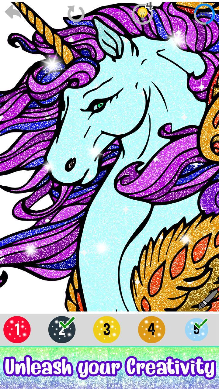 Unicorn Paint by Number - Fantasy Glitter Coloring for Android - APK ...