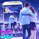 3D Night Couple Love Glass Tech Theme APK