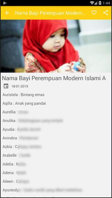 36 Rangkaian Nama Bayi Perempuan Islami Modern 2020 Beserta