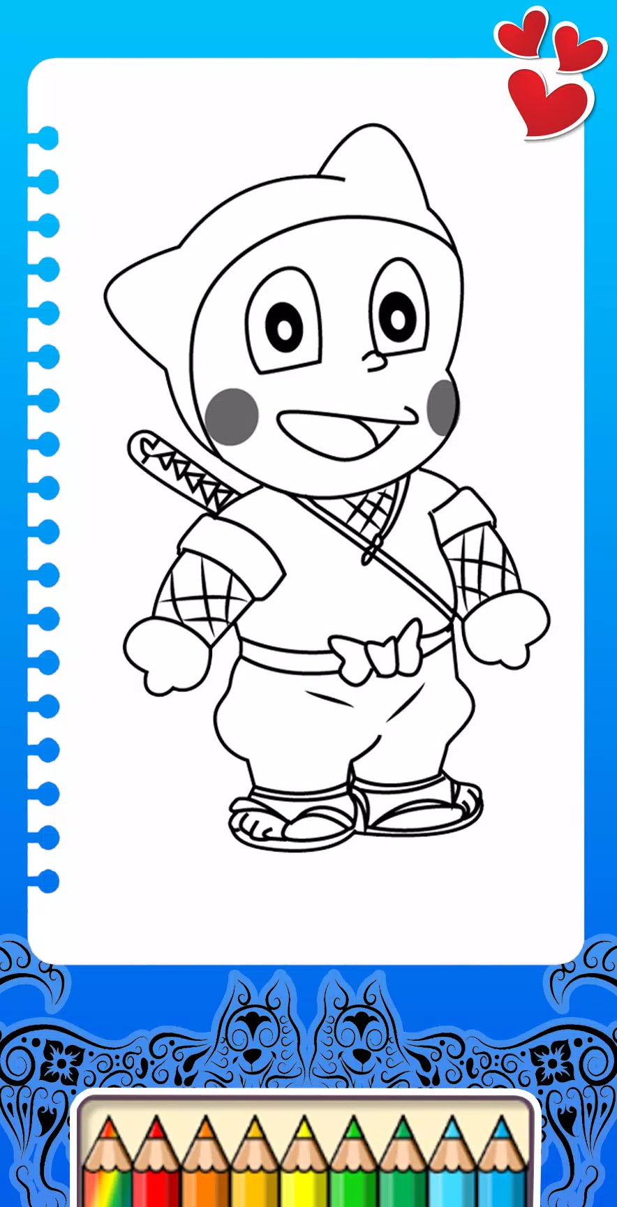 Ninja Hattori And Friends Colouring Pages