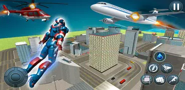 Flying Robot Superhero Crime City Rescue Battle