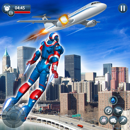 Flying Robot Superhero Crime City Rescue Battle
