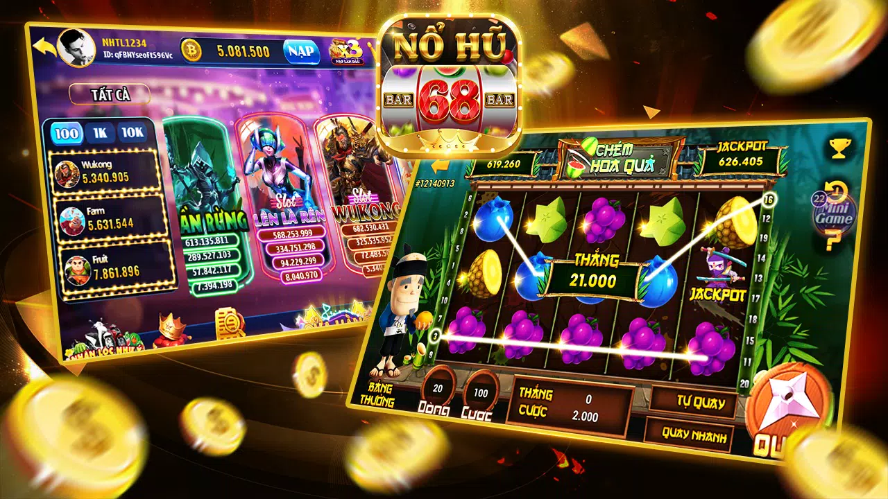 Các nút chức năng khi chơi nổ hũ tại 68gamebai