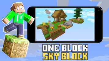Um bloco Skyblock Minecraft Cartaz