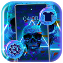 Blue Neon Skull Theme APK