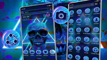 Blue Neon Skull Theme 포스터