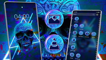 Blue Neon Skull Theme 스크린샷 1