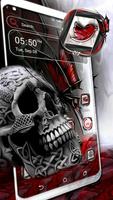 Skull Red Butterfly Theme Affiche