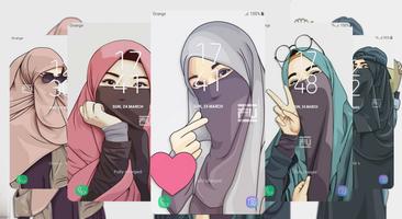 Hijab Cartoon Muslimah Wallpaper HD 海報