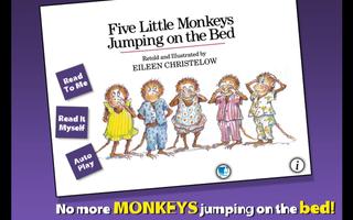 5 Monkeys Jumping on the Bed Affiche