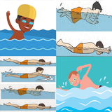 Apprendre à nager divers style icône