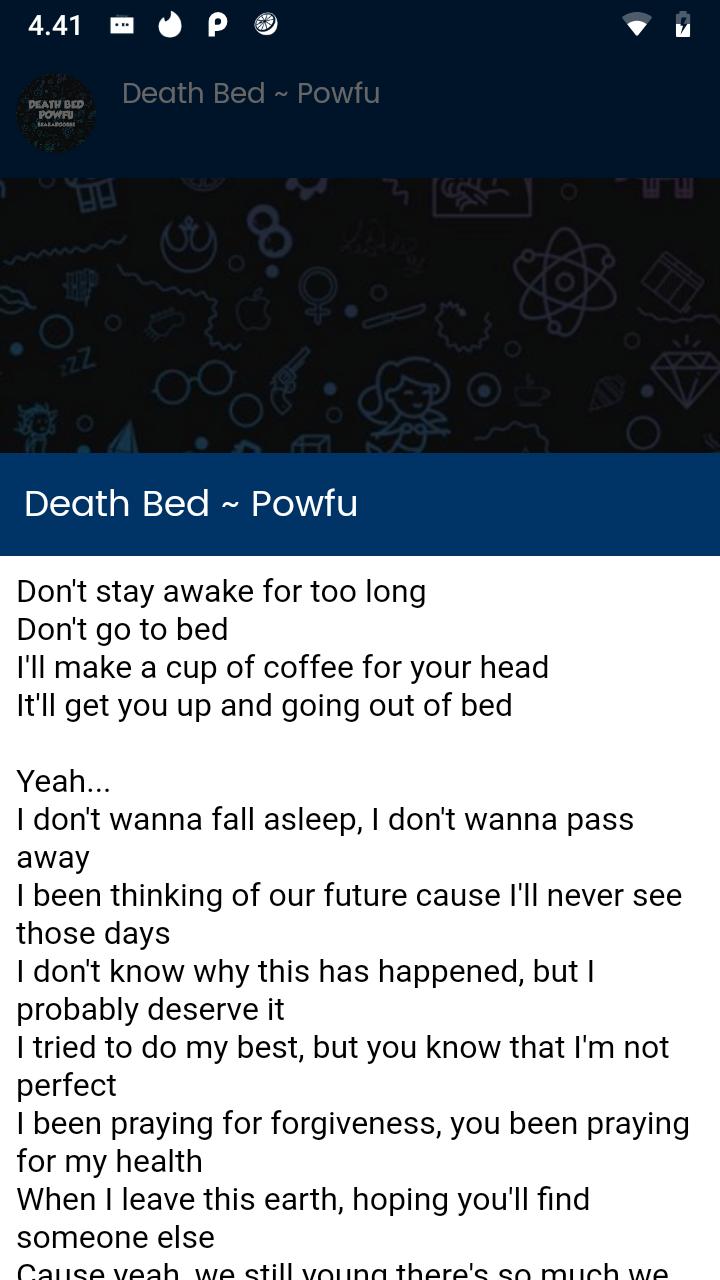 Powfu Death Bed Offline Mp3 Lyrics Complete For Android Apk Download