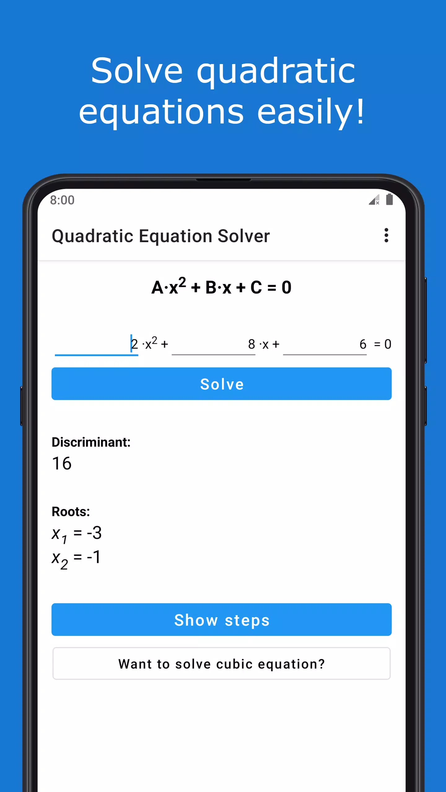 Gætte Moden Lærd Quadratic Equation Solver APK for Android Download