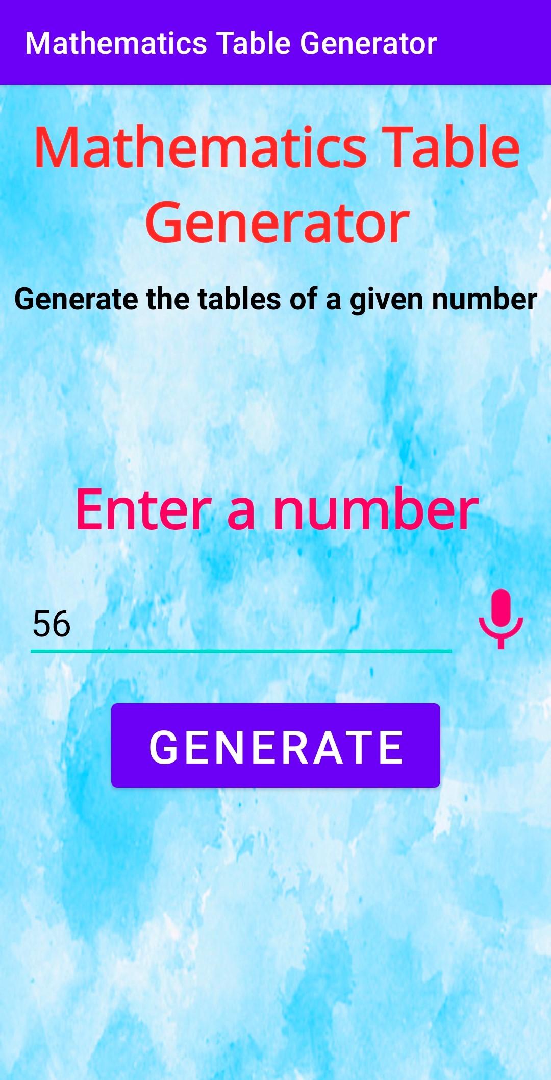 Mathematics Table Generator APK for Android Download