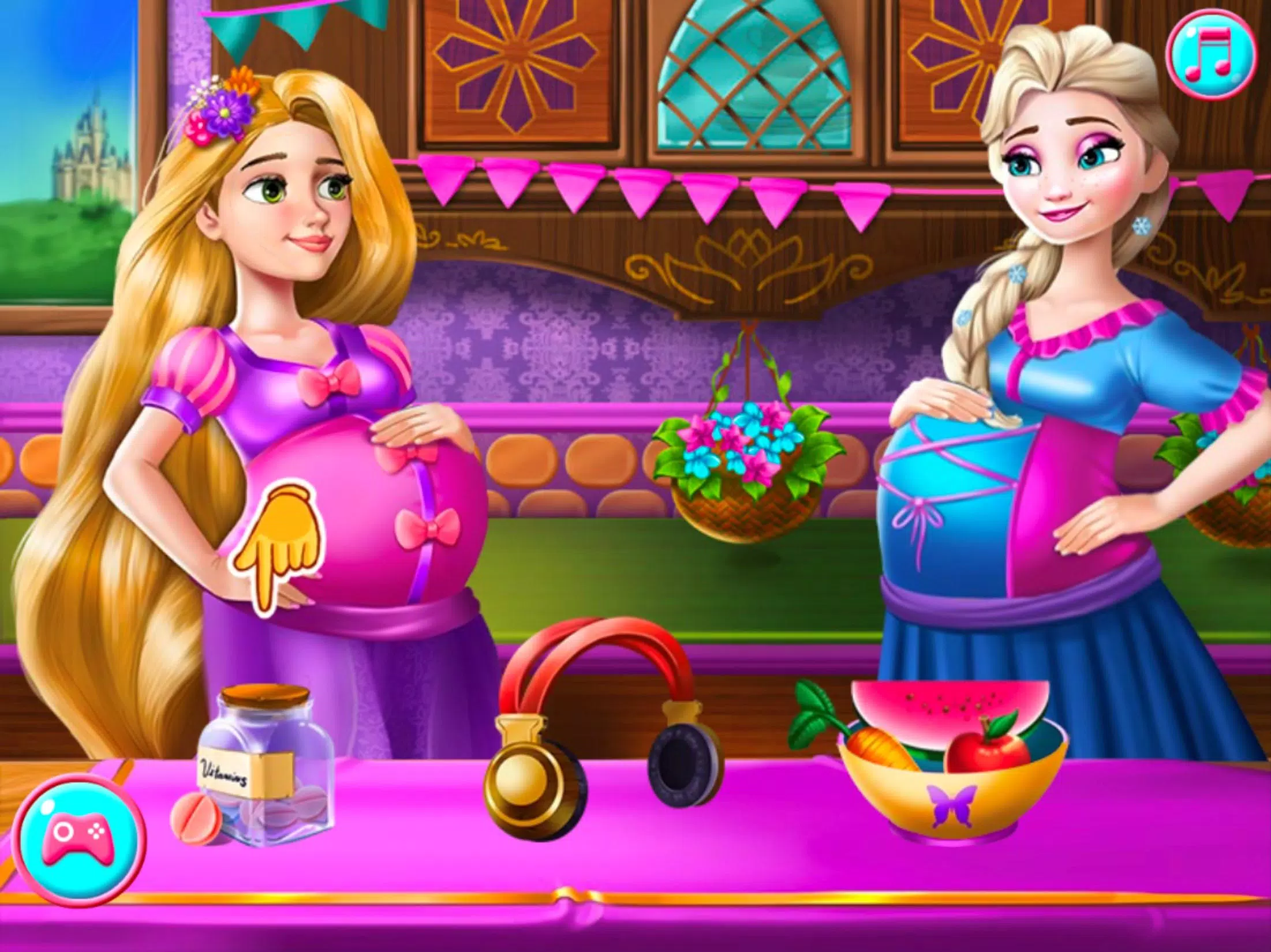 disney princesa anna rapunzel elsa gravidez baby birth care jogo