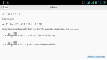 OMS Quadratic Equation Solver تصوير الشاشة 1