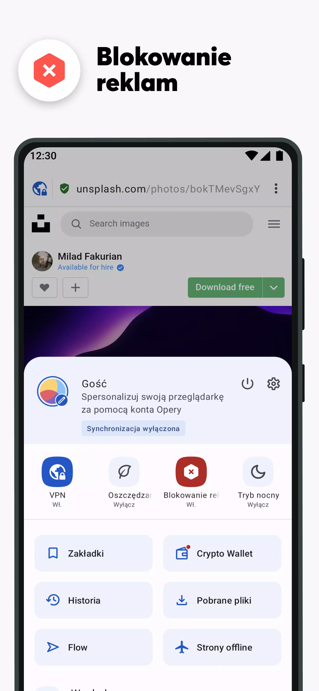 Przeglądarka Opera z VPN APK do pobrania na Androida