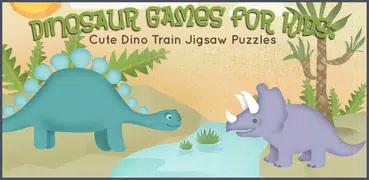 幼稚園児向けの可愛い怪獣列車ジグゾーパズル: 恐竜