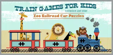 子供向け列車ゲーム：動物園鉄道車両パズル