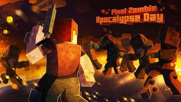 Pixel Zombie Apocalypse Day 3D Affiche